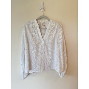 Anthropologie White Embroidered Blouse